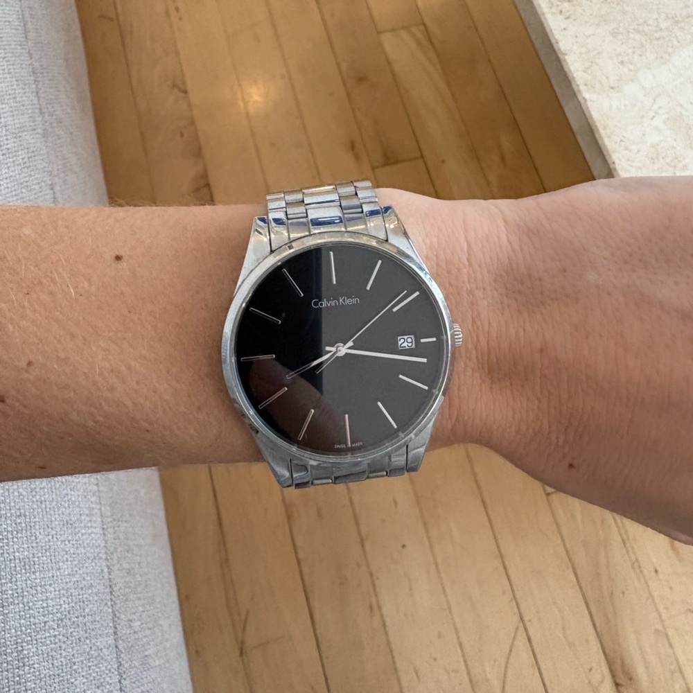 Calvin Klein Silver Watch with Black Dial